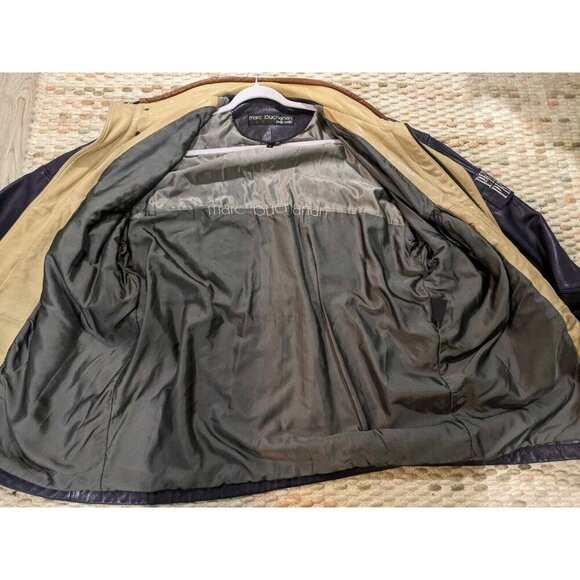 Vintage Marc Buchanan Pelle Pelle Mens Size 40 Global 1994 Navy Leather Trench - Picture 13 of 15